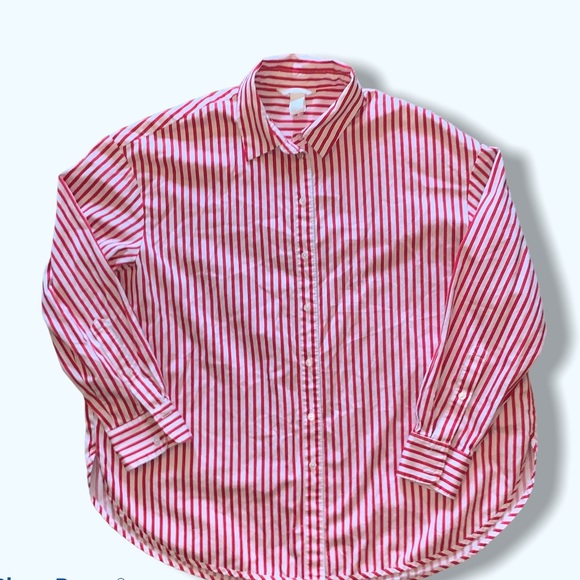 ladies red and white striped shirt